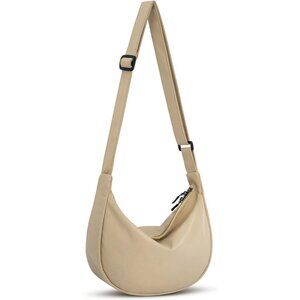 Women Khaki Imported Polyester Crossbody Lightweight Crescent Trendy Sling Bag